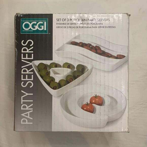 OGGI SET Of 3 Porcelain Party Servers Ideal For Sauces Appetizers Party Mates - Picture 1 of 7